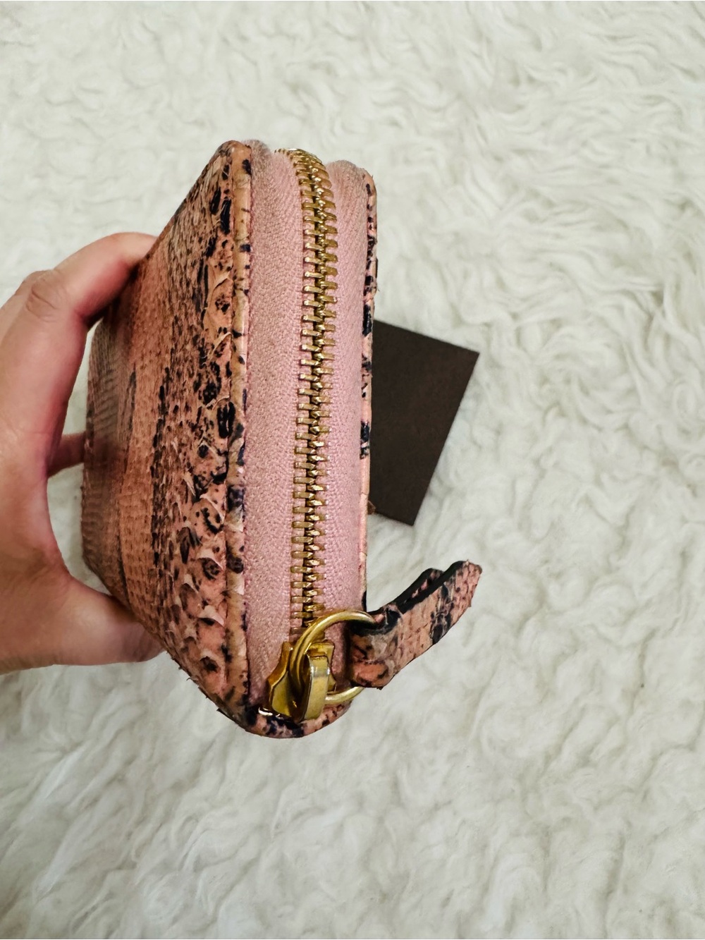 Gucci Pink Snakeskin Zip Wallet with Gold GG - Picture 6 of 13